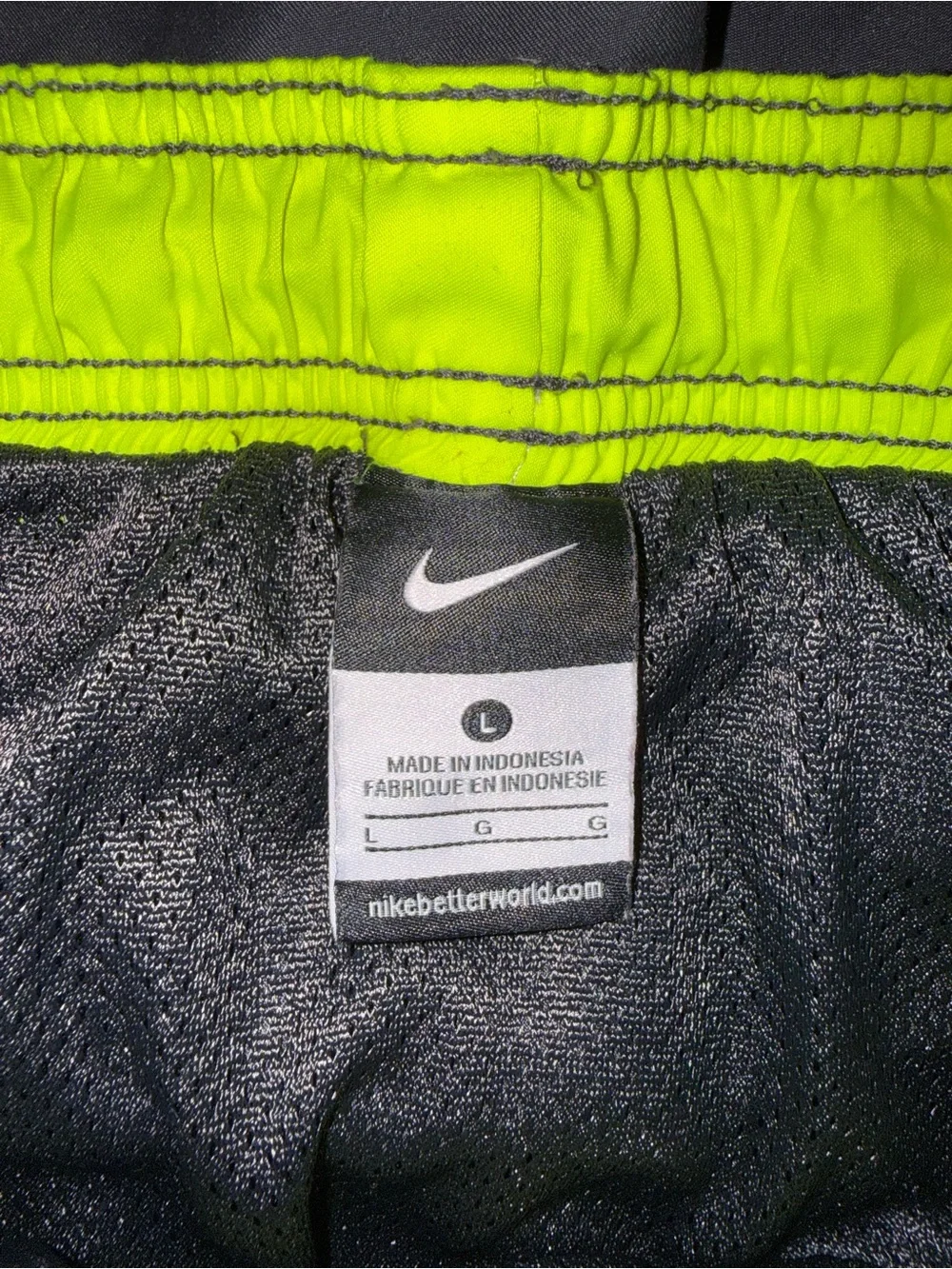 2924-Nike Men's Black Shorts with Neon Yellow Trim